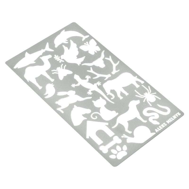 Aleks Melnyk No.43 Metal Stencils, Small Animals, Woodland, Pets, Cat, Dog, Fox, Lizard, Sea Ocean Animals, Kit 3 PCS, Templates for Wood Burning, Engraving, Crafting, Bullet Journaling, Scrapbook - Image 4